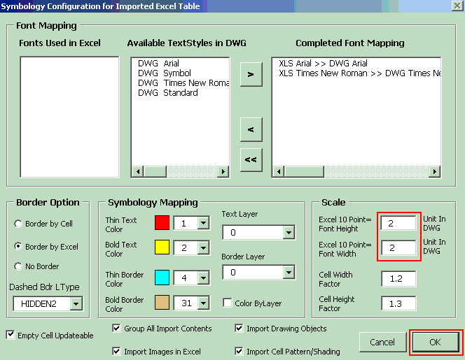 AutoCAD Excel Office2CAD screenshot